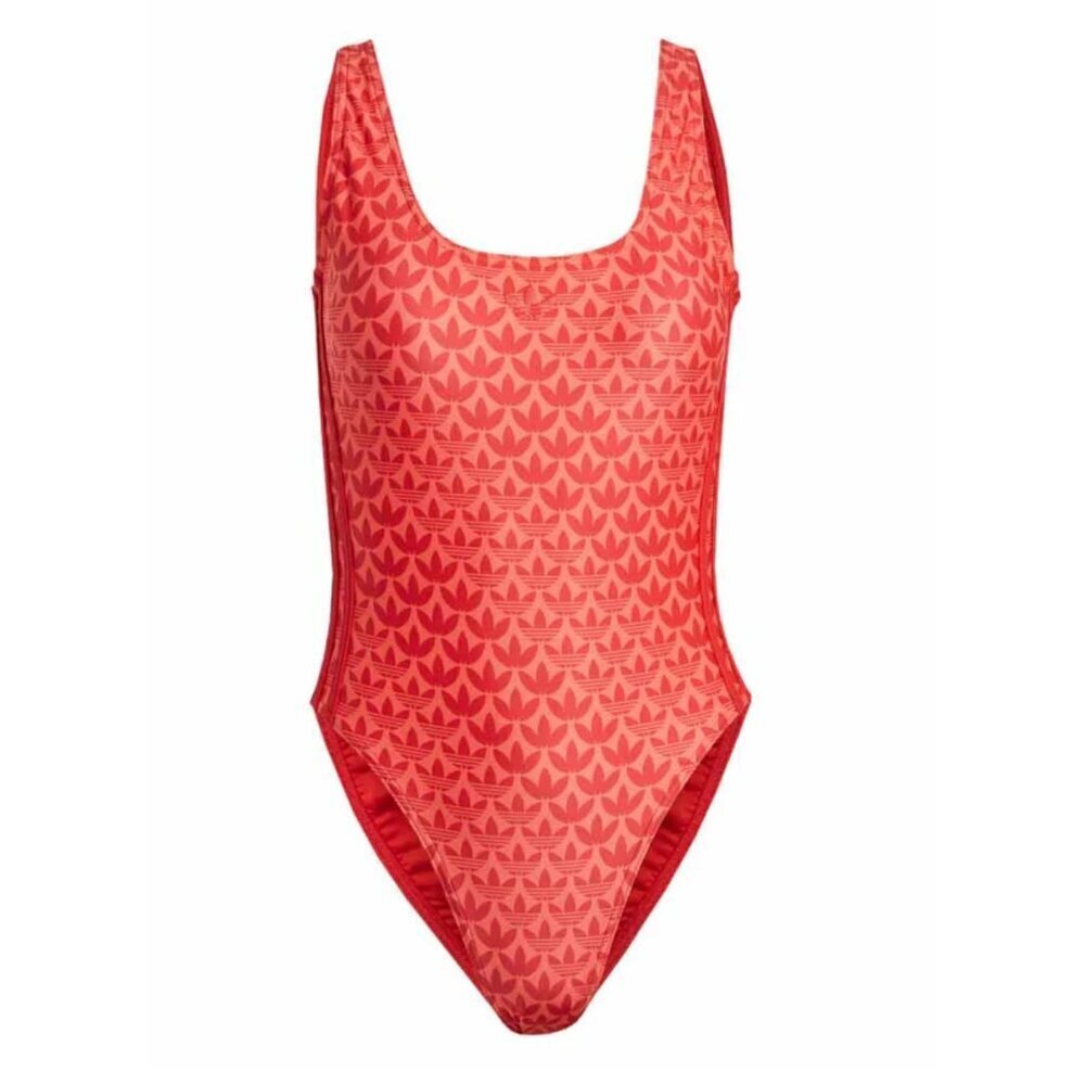 adidas - Women's Monogram 3-Stripes Swimsuit Orange Red 16